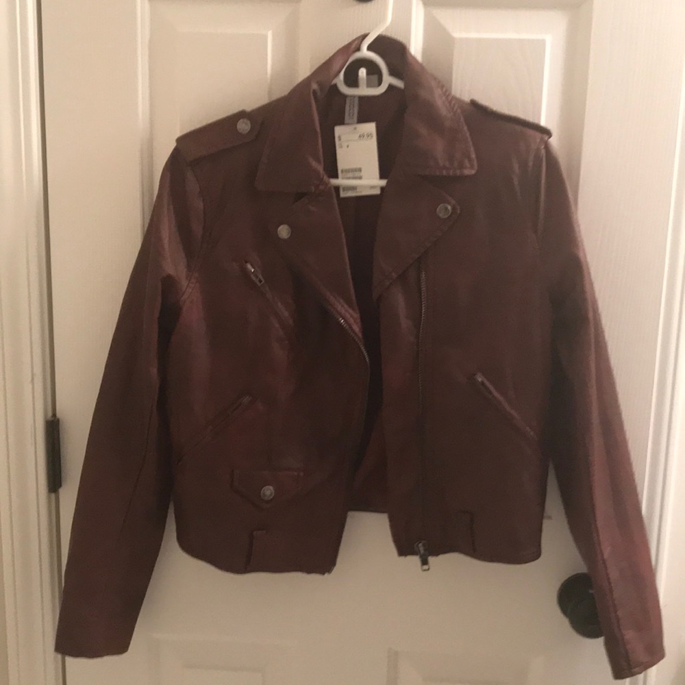 H&M brown leather jacket